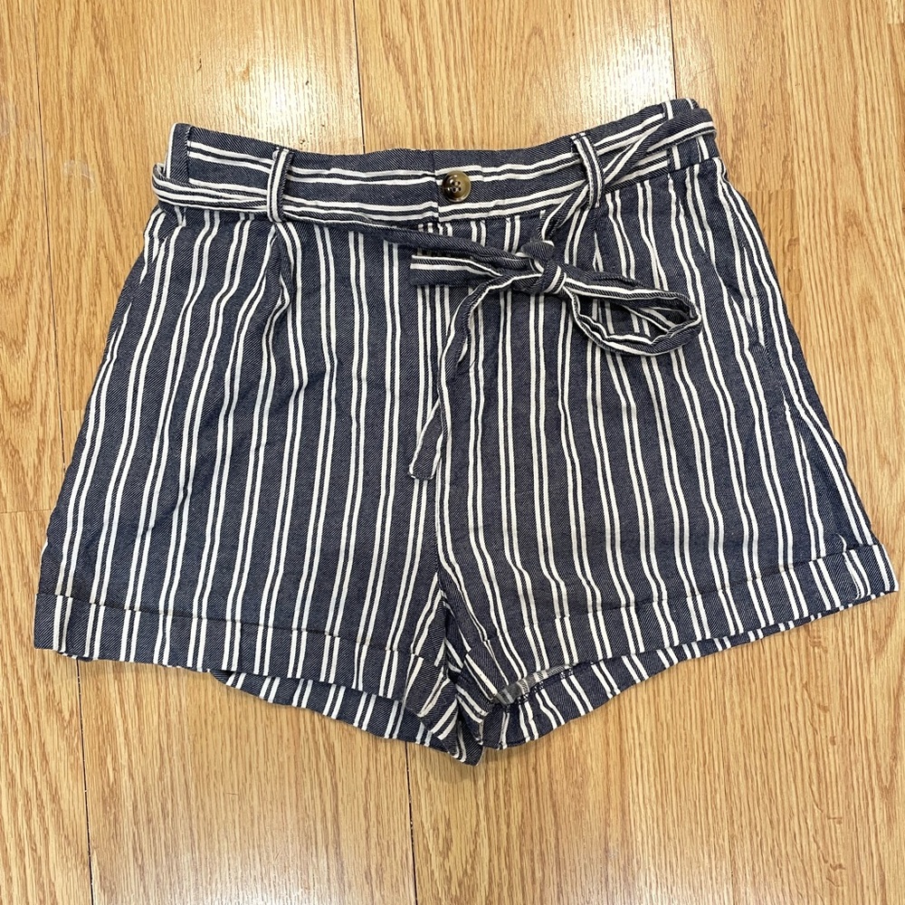 Altar’d State high rise navy blue and what striped cotton on shorts